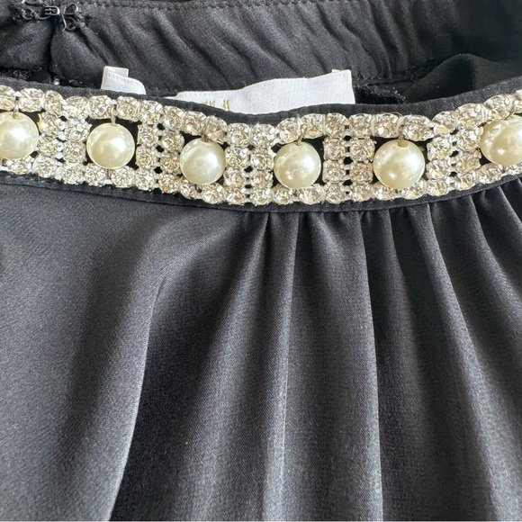 Amanda Uprichard Pearl Rhinestone Neck Silk Mini Dress XS/P – Black - Picture 6 of 16
